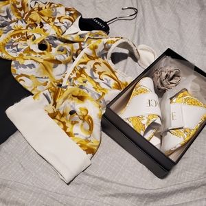 Versace Baroque Lot - 0/3 months: suit, bib, hat (shoes& blanket sold seperate)